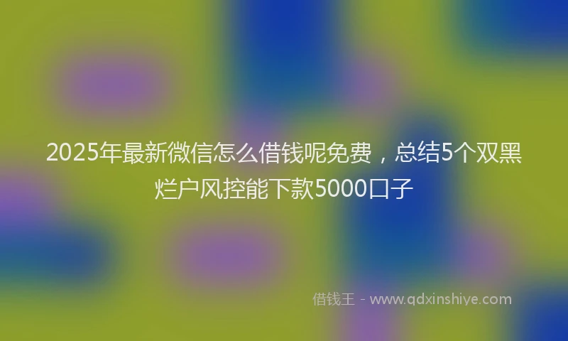 2025年最新微信怎么借钱呢免费,总结5个双黑烂户风控能下款5000口子