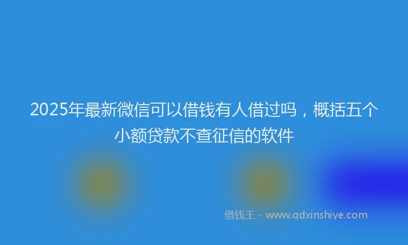 2025年最新微信可以借钱有人借过吗，概括五个小额贷款不查征信的软件