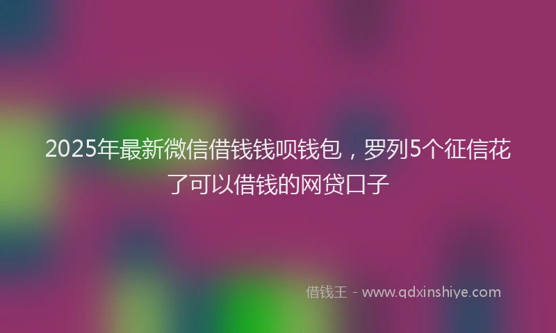 2025年最新微信借钱钱呗钱包，罗列5个征信花了可以借钱的网贷口子