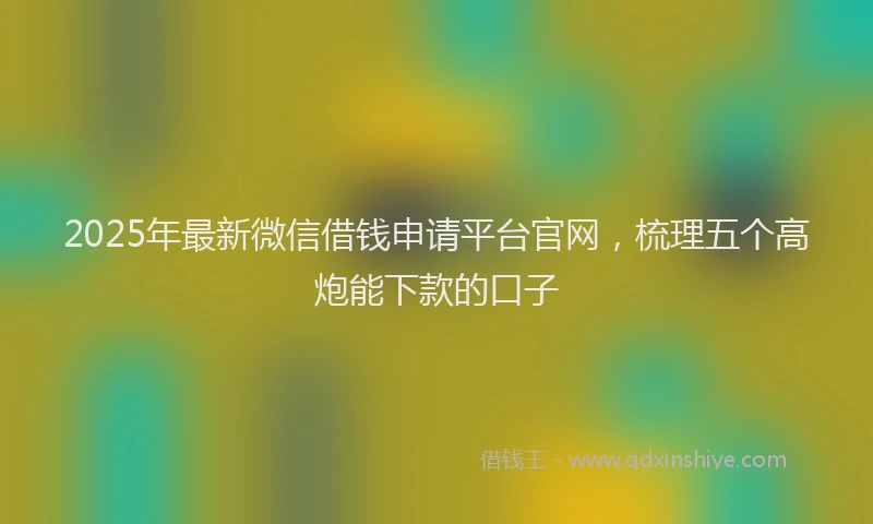 2025年最新微信借钱申请平台官网，梳理五个高炮能下款的口子