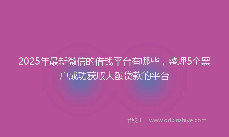 2025年最新微信的借钱平台有哪些，整理5个黑户成功获取大额贷款的平台
