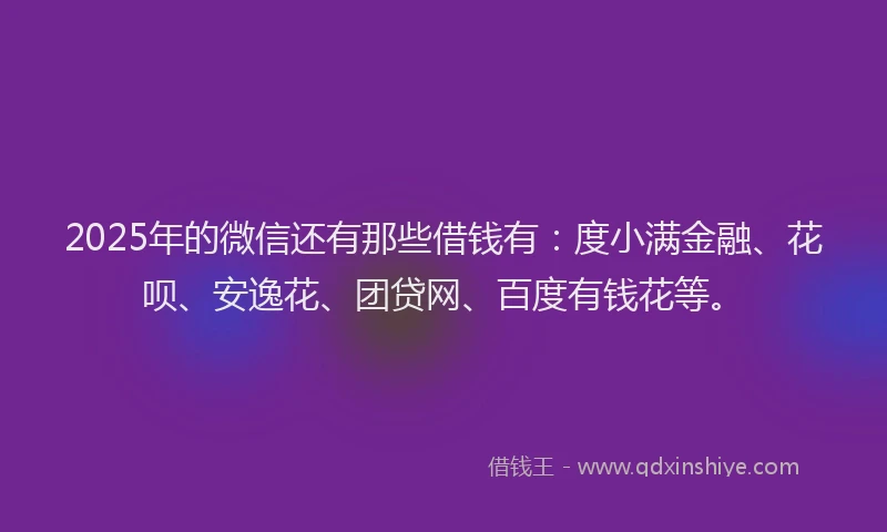 2025年的微信还有那些借钱有：度小满金融、花呗、安逸花、团贷网、百度有钱花等。