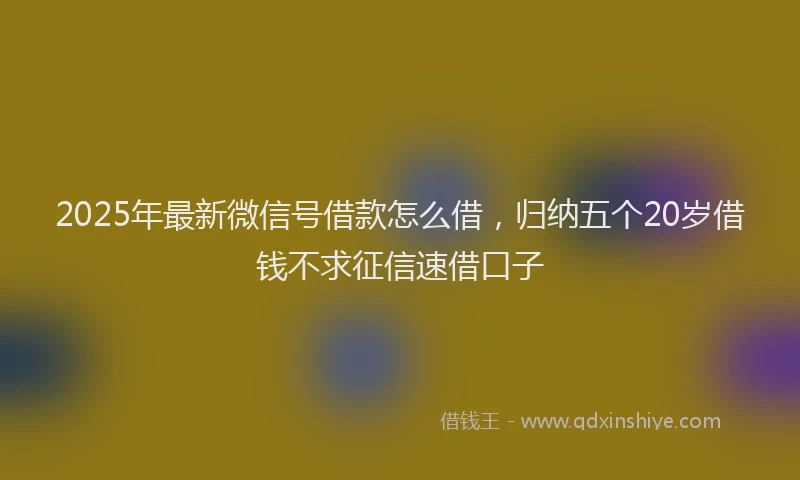 2025年最新微信号借款怎么借，归纳五个20岁借钱不求征信速借口子