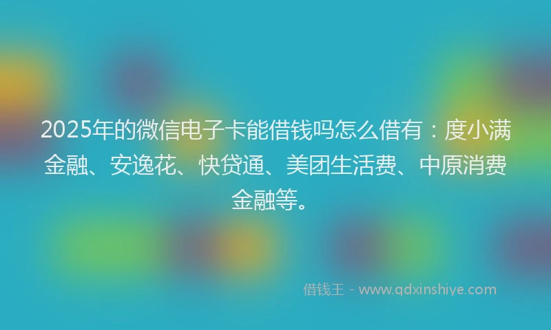 2025年的微信电子卡能借钱吗怎么借有：度小满金融、安逸花、快贷通、美团生活费、中原消费金融等。
