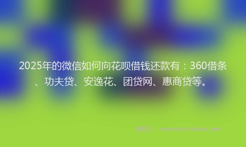 2025年的微信如何向花呗借钱还款有：360借条、功夫贷、安逸花、团贷网、惠商贷等。