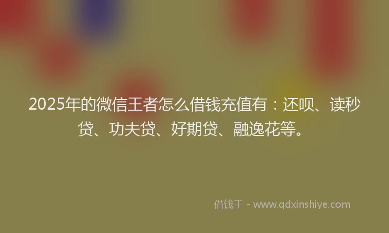 2025年的微信王者怎么借钱充值有：还呗、读秒贷、功夫贷、好期贷、融逸花等。