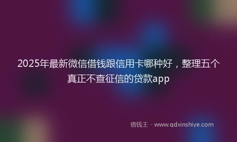 2025年最新微信借钱跟信用卡哪种好，整理五个真正不查征信的贷款app