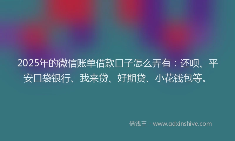 2025年的微信账单借款口子怎么弄有：还呗、平安口袋银行、我来贷、好期贷、小花钱包等。
