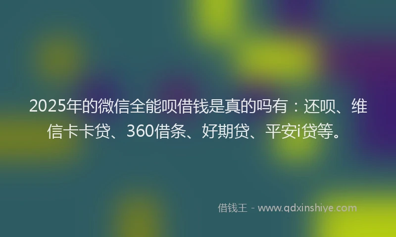 2025年的微信全能呗借钱是真的吗有：还呗、维信卡卡贷、360借条、好期贷、平安i贷等。