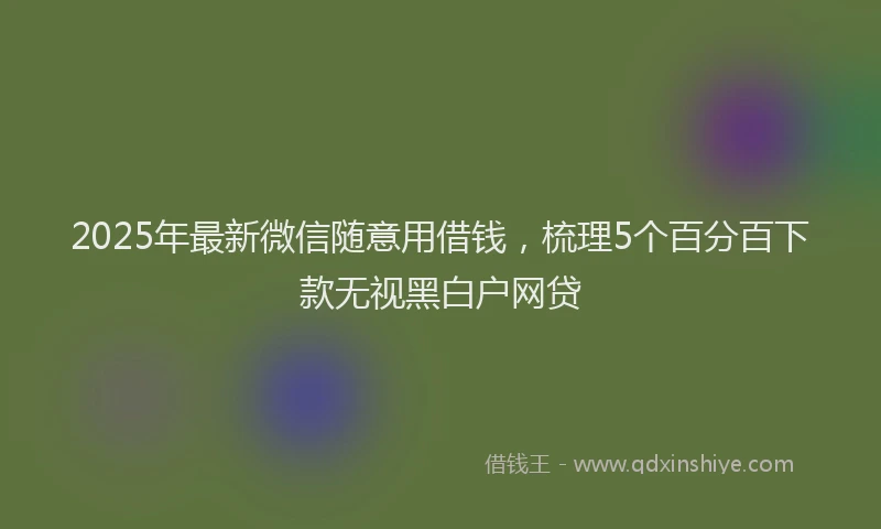 2025年最新微信随意用借钱，梳理5个百分百下款无视黑白户网贷