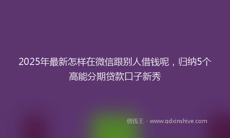 2025年最新怎样在微信跟别人借钱呢，归纳5个高能分期贷款口子新秀