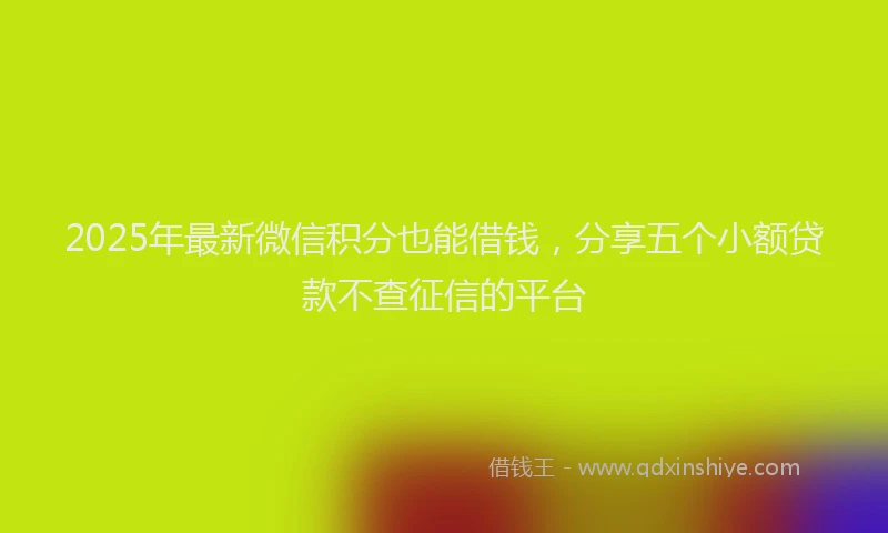 2025年最新微信积分也能借钱，分享五个小额贷款不查征信的平台