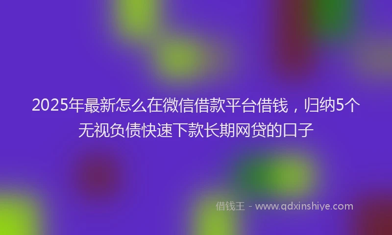 2025年最新怎么在微信借款平台借钱，归纳5个无视负债快速下款长期网贷的口子