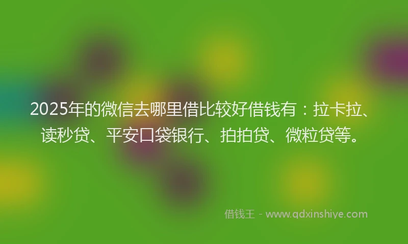 2025年的微信去哪里借比较好借钱有：拉卡拉、读秒贷、平安口袋银行、拍拍贷、微粒贷等。