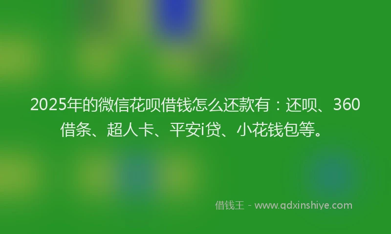 2025年的微信花呗借钱怎么还款有：还呗、360借条、超人卡、平安i贷、小花钱包等。