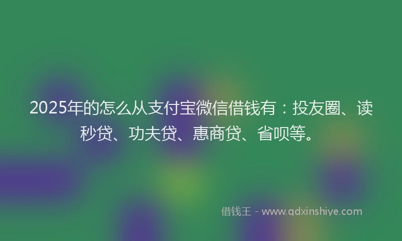 2025年的怎么从支付宝微信借钱有：投友圈、读秒贷、功夫贷、惠商贷、省呗等。