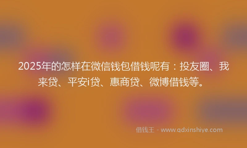 2025年的怎样在微信钱包借钱呢有：投友圈、我来贷、平安i贷、惠商贷、微博借钱等。
