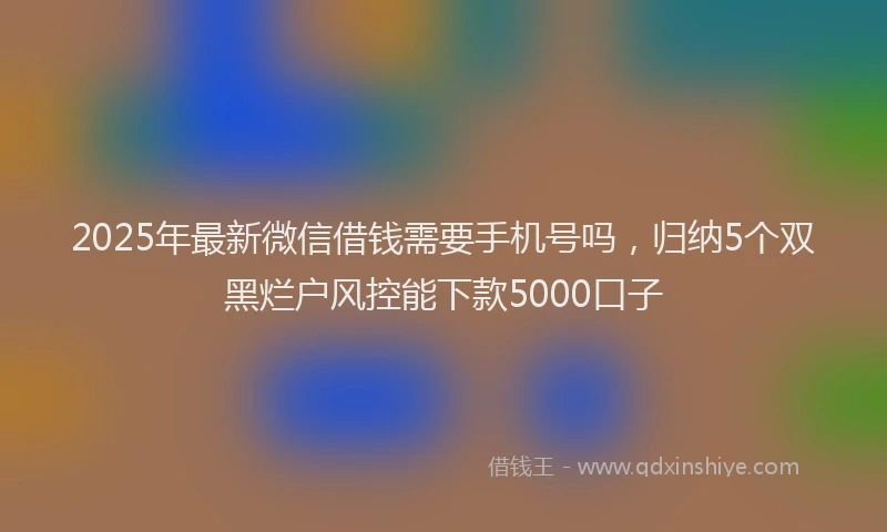 2025年最新微信借钱需要手机号吗，归纳5个双黑烂户风控能下款5000口子