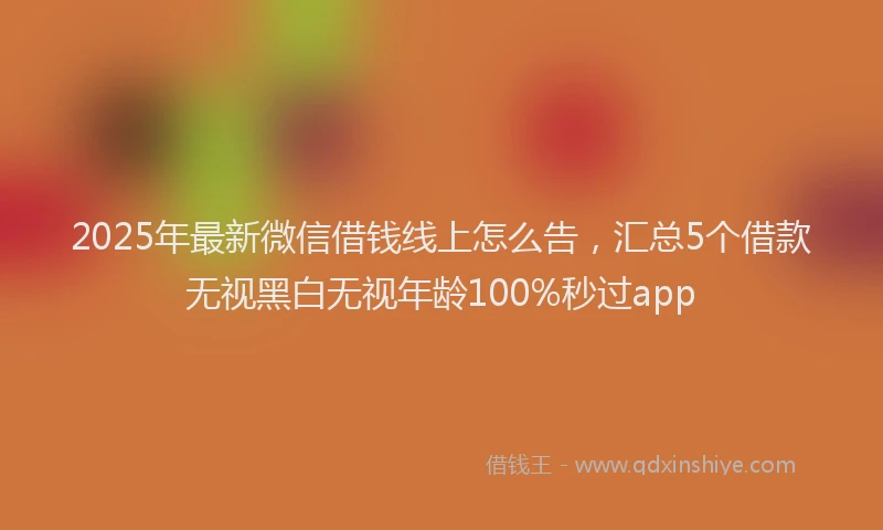 2025年最新微信借钱线上怎么告，汇总5个借款无视黑白无视年龄100%秒过app