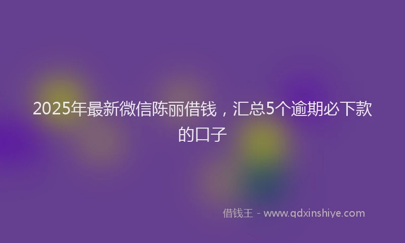 2025年最新微信陈丽借钱，汇总5个逾期必下款的口子