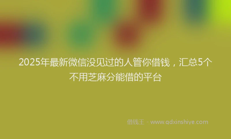 2025年最新微信没见过的人管你借钱，汇总5个不用芝麻分能借的平台