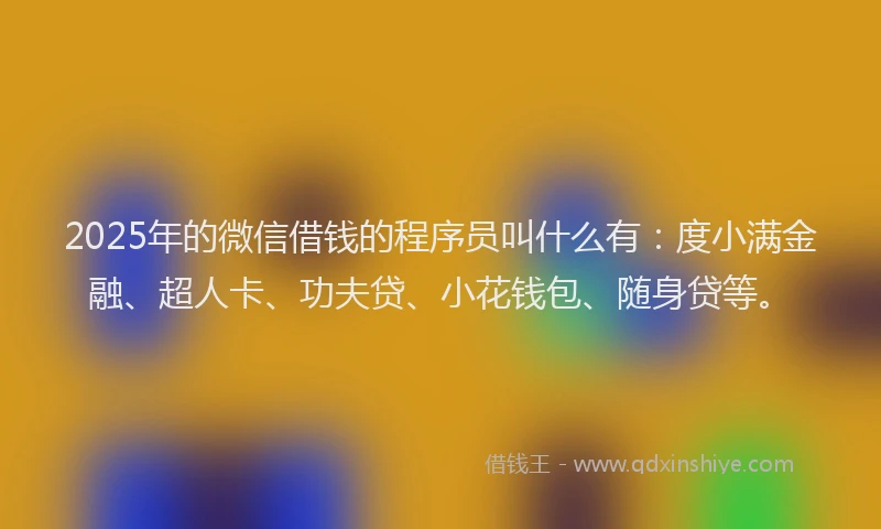 2025年的微信借钱的程序员叫什么有：度小满金融、超人卡、功夫贷、小花钱包、随身贷等。