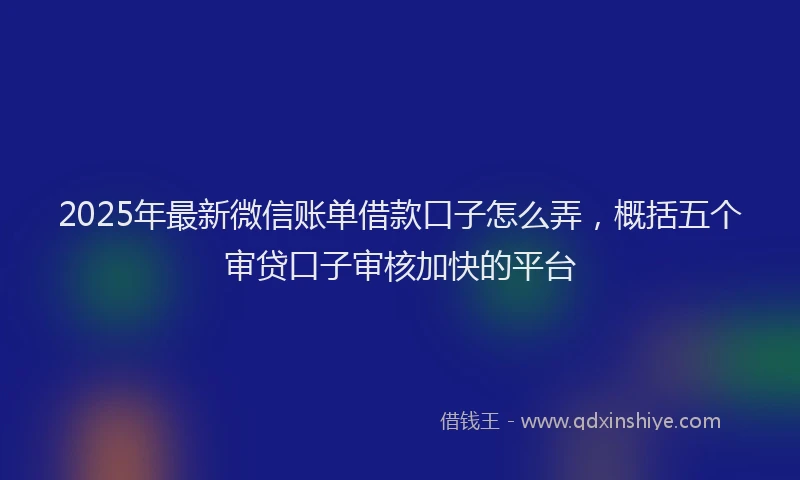 2025年最新微信账单借款口子怎么弄，概括五个审贷口子审核加快的平台