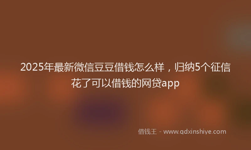 2025年最新微信豆豆借钱怎么样，归纳5个征信花了可以借钱的网贷app