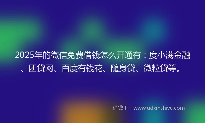 2025年的微信免费借钱怎么开通有：度小满金融、团贷网、百度有钱花、随身贷、微粒贷等。