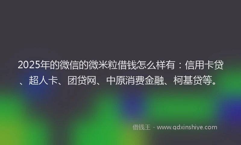 2025年的微信的微米粒借钱怎么样有：信用卡贷、超人卡、团贷网、中原消费金融、柯基贷等。