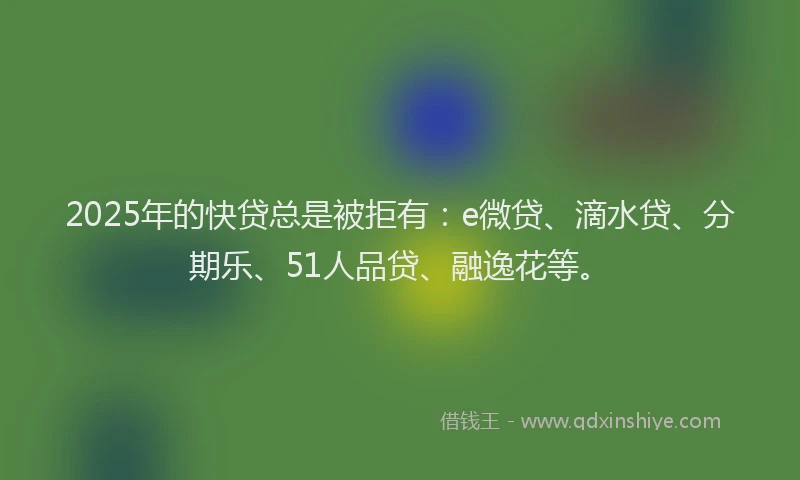 2025年的快贷总是被拒有：e微贷、滴水贷、分期乐、51人品贷、融逸花等。