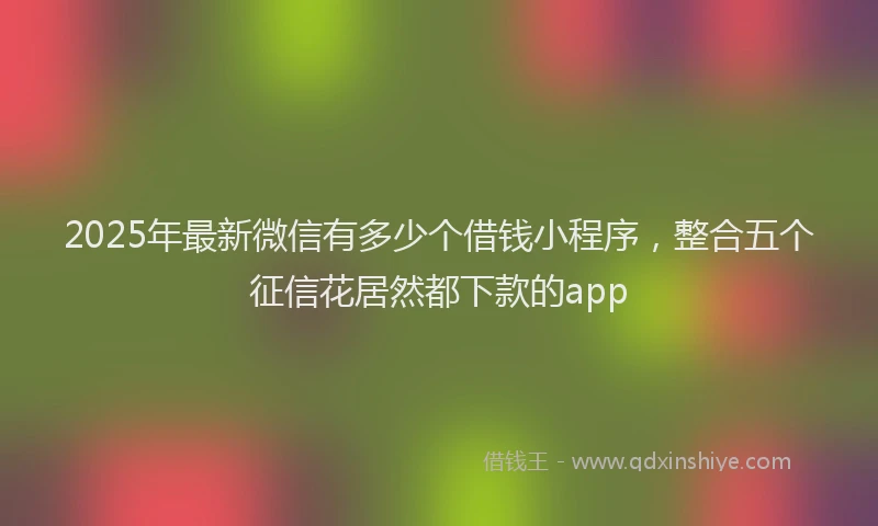2025年最新微信有多少个借钱小程序，整合五个征信花居然都下款的app