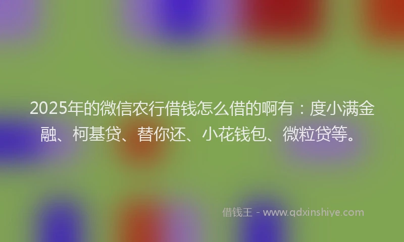 2025年的微信农行借钱怎么借的啊有：度小满金融、柯基贷、替你还、小花钱包、微粒贷等。