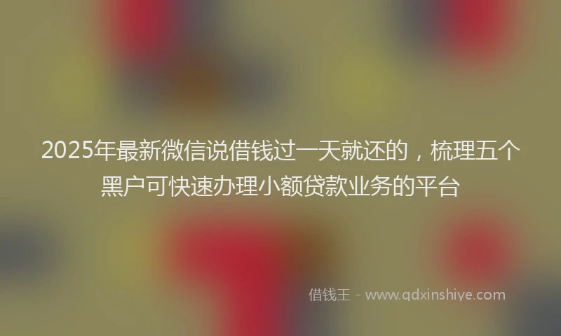 2025年最新微信说借钱过一天就还的，梳理五个黑户可快速办理小额贷款业务的平台