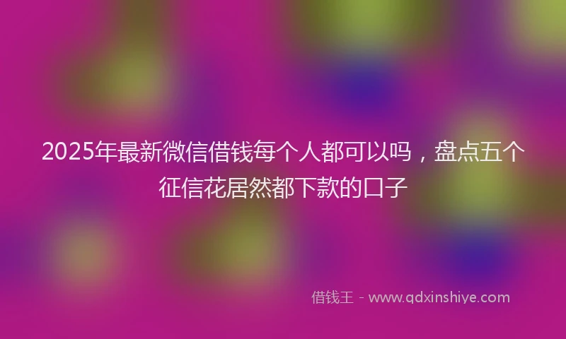2025年最新微信借钱每个人都可以吗，盘点五个征信花居然都下款的口子