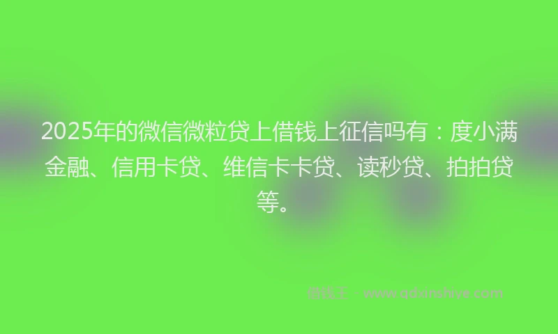 2025年的微信微粒贷上借钱上征信吗有：度小满金融、信用卡贷、维信卡卡贷、读秒贷、拍拍贷等。