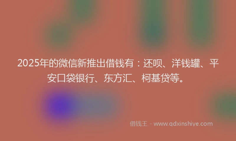 2025年的微信新推出借钱有：还呗、洋钱罐、平安口袋银行、东方汇、柯基贷等。