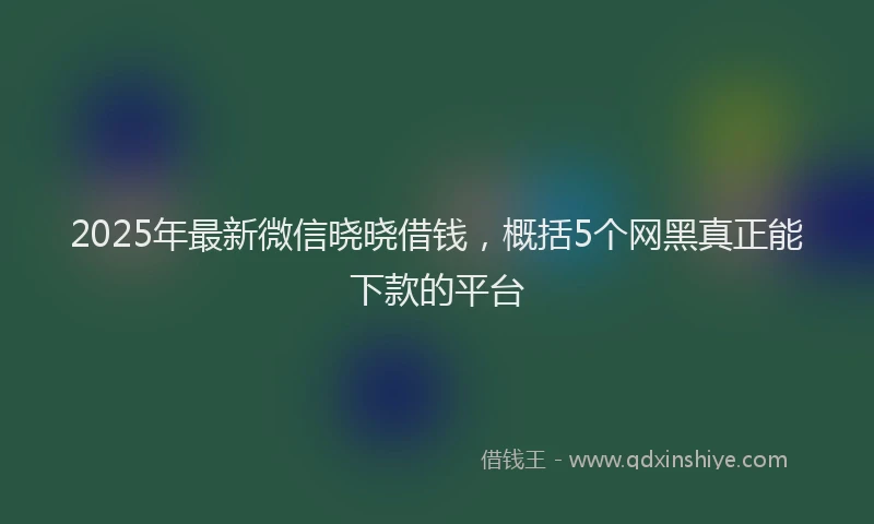 2025年最新微信晓晓借钱，概括5个网黑真正能下款的平台