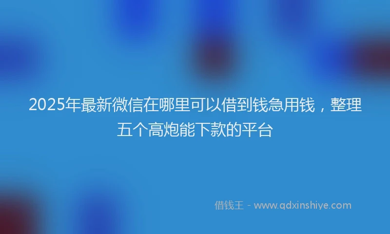 2025年最新微信在哪里可以借到钱急用钱，整理五个高炮能下款的平台
