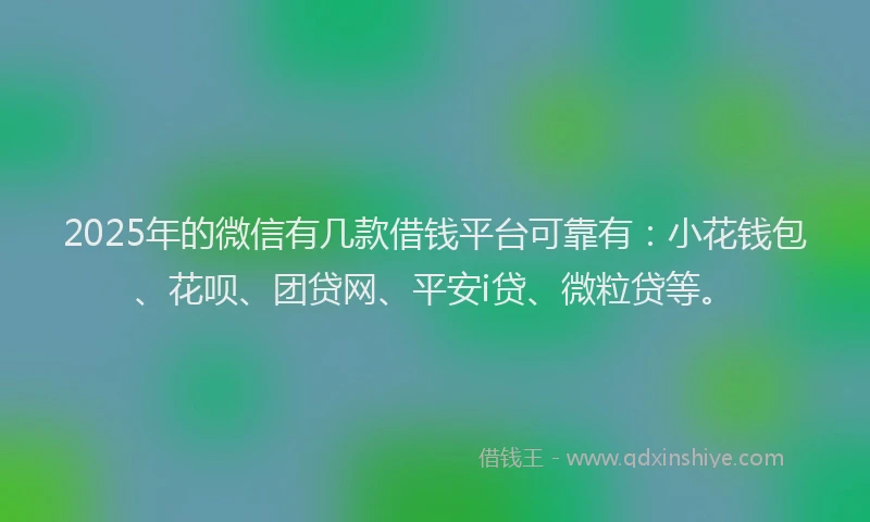 2025年的微信有几款借钱平台可靠有：小花钱包、花呗、团贷网、平安i贷、微粒贷等。