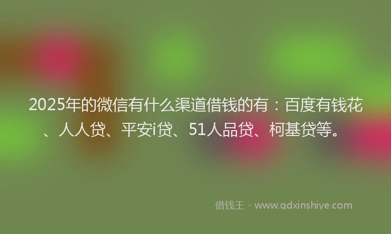 2025年的微信有什么渠道借钱的有：百度有钱花、人人贷、平安i贷、51人品贷、柯基贷等。