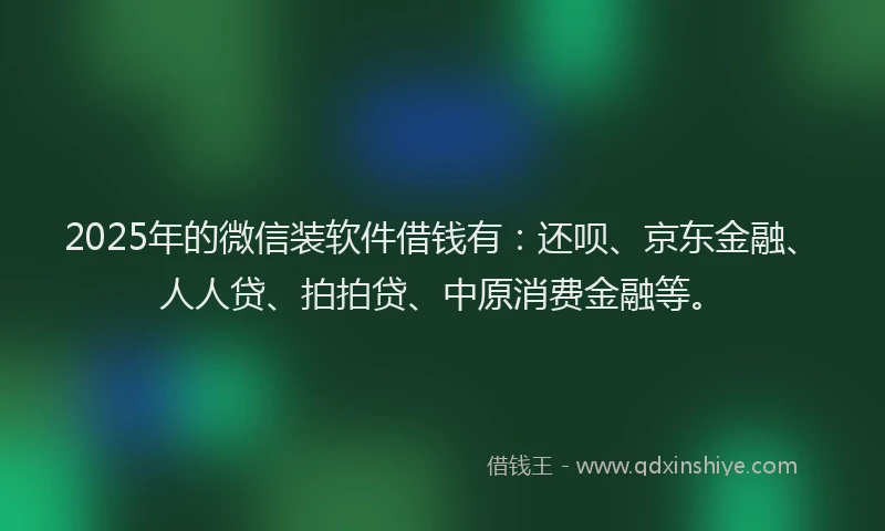 2025年的微信装软件借钱有：还呗、京东金融、人人贷、拍拍贷、中原消费金融等。