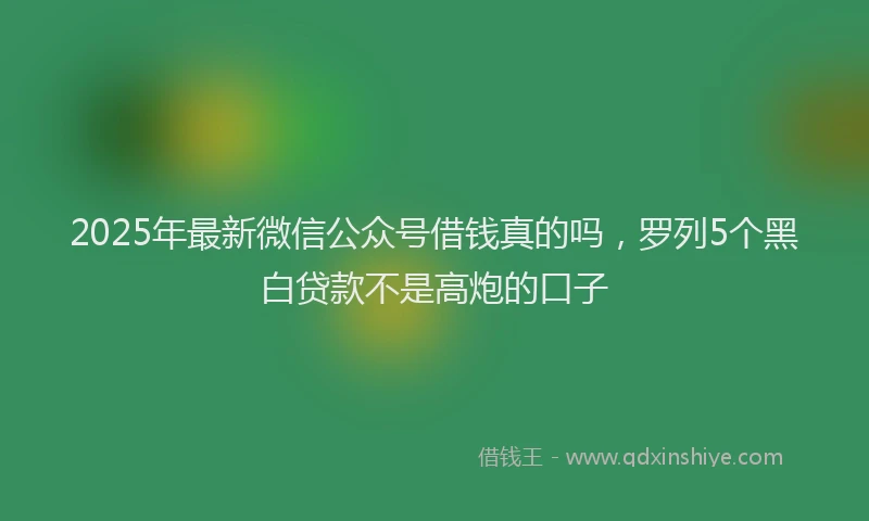 2025年最新微信公众号借钱真的吗，罗列5个黑白贷款不是高炮的口子