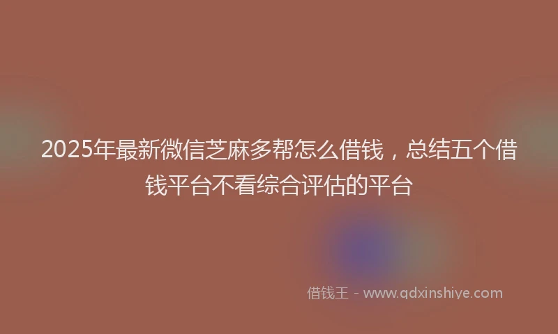 2025年最新微信芝麻多帮怎么借钱，总结五个借钱平台不看综合评估的平台