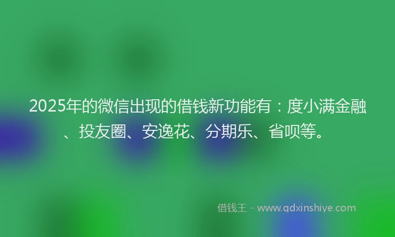 2025年的微信出现的借钱新功能有：度小满金融、投友圈、安逸花、分期乐、省呗等。