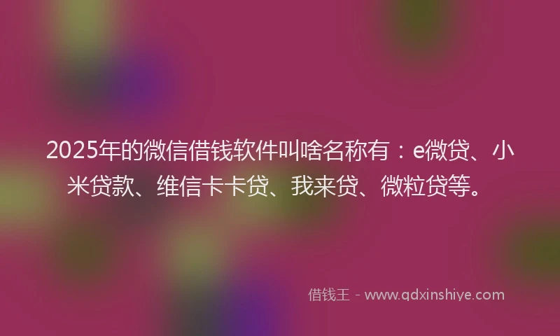 2025年的微信借钱软件叫啥名称有：e微贷、小米贷款、维信卡卡贷、我来贷、微粒贷等。
