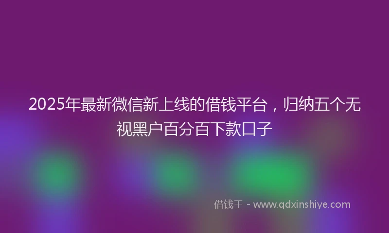 2025年最新微信新上线的借钱平台，归纳五个无视黑户百分百下款口子