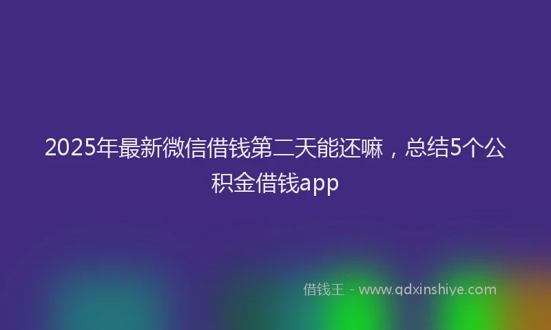 2025年最新微信借钱第二天能还嘛，总结5个公积金借钱app