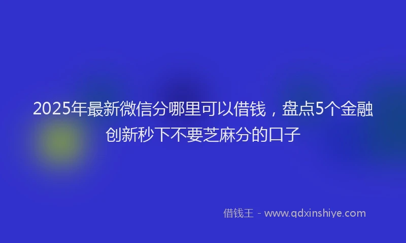 2025年最新微信分哪里可以借钱，盘点5个金融创新秒下不要芝麻分的口子