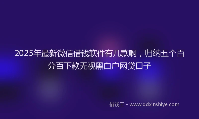 2025年最新微信借钱软件有几款啊，归纳五个百分百下款无视黑白户网贷口子